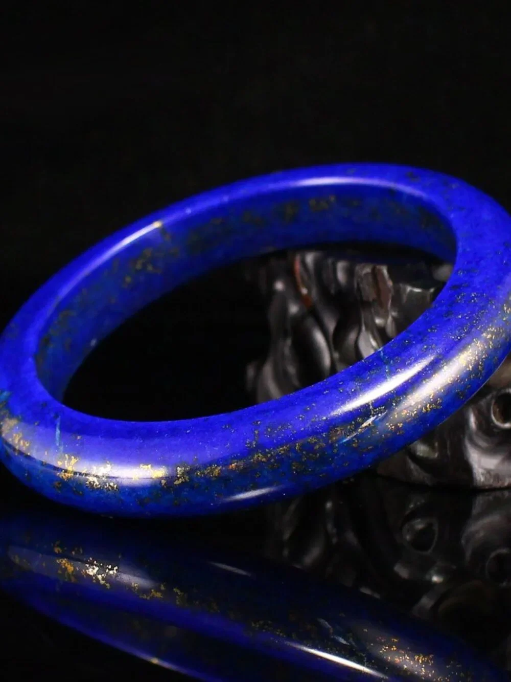 Natural Royal Blue Lapis Lazuli Bangle Bracelet 61.241g ID. 60.4mm Certified